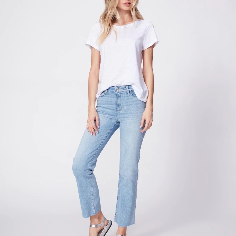 Paige ankle flare light wash jeans